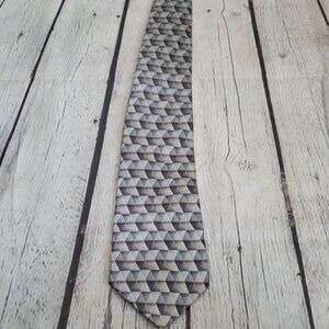 Massini Blue Grey Geometric Triangle Silk Tie